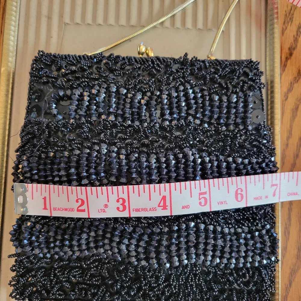 Walborg Richere Black Beaded Purse ~ Vintage ~ 1960s ~ Exquisite! ~ Loose Beads - Picture 13 of 16
